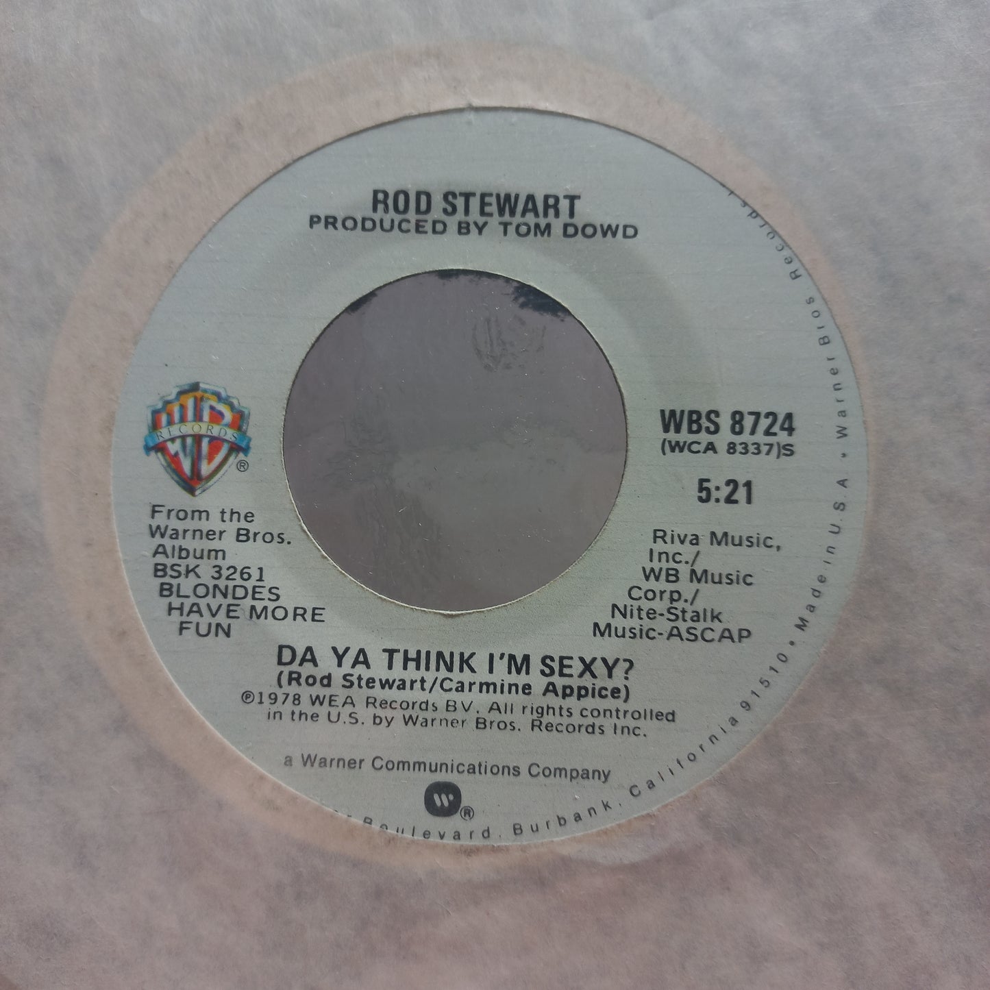 Rod Stewart Da Ya Think Im Sexy Simple 7" 2da. Mano Usado Muy Bien + VG+