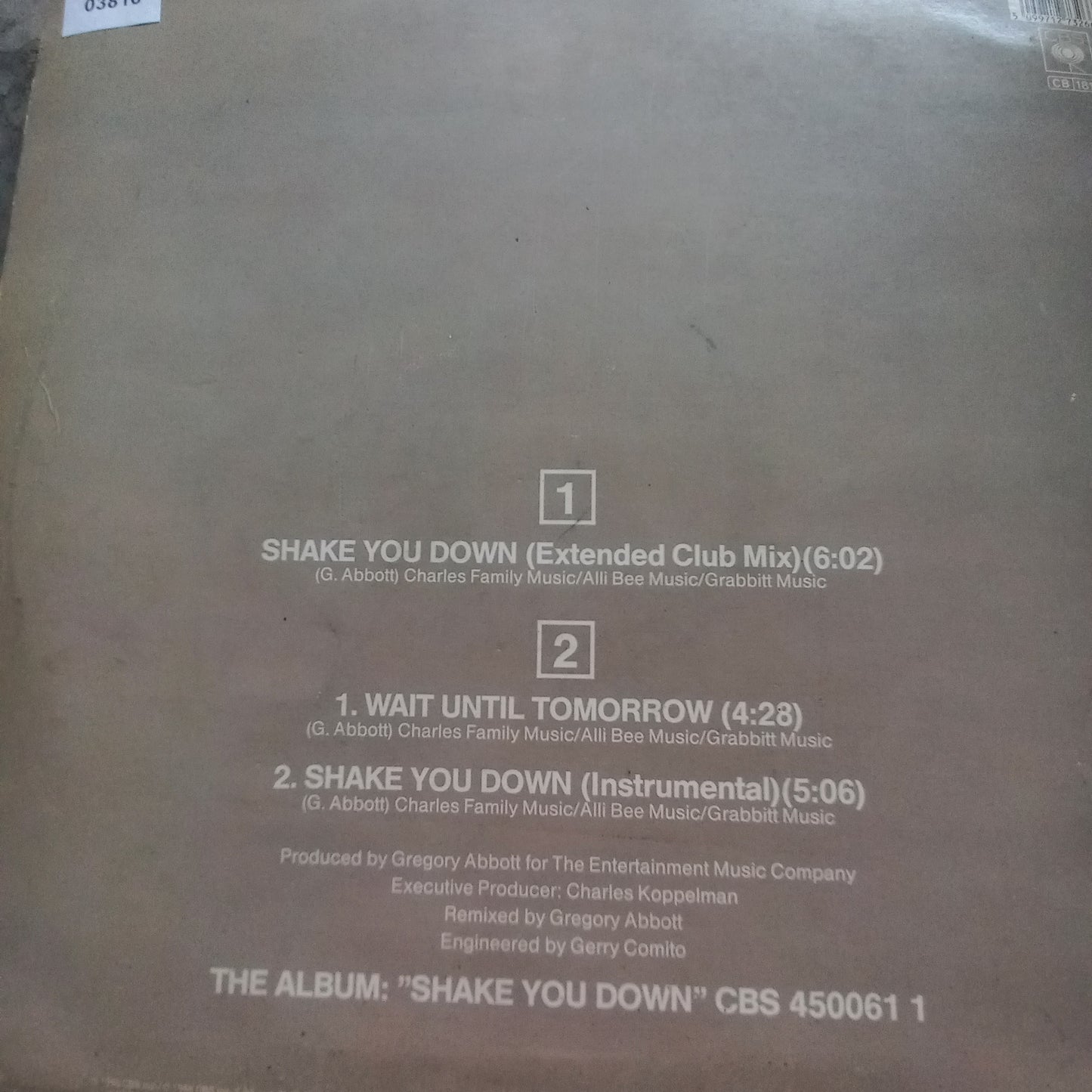 Gregory Abbot Shake you Down Maxi De Epoca VG+