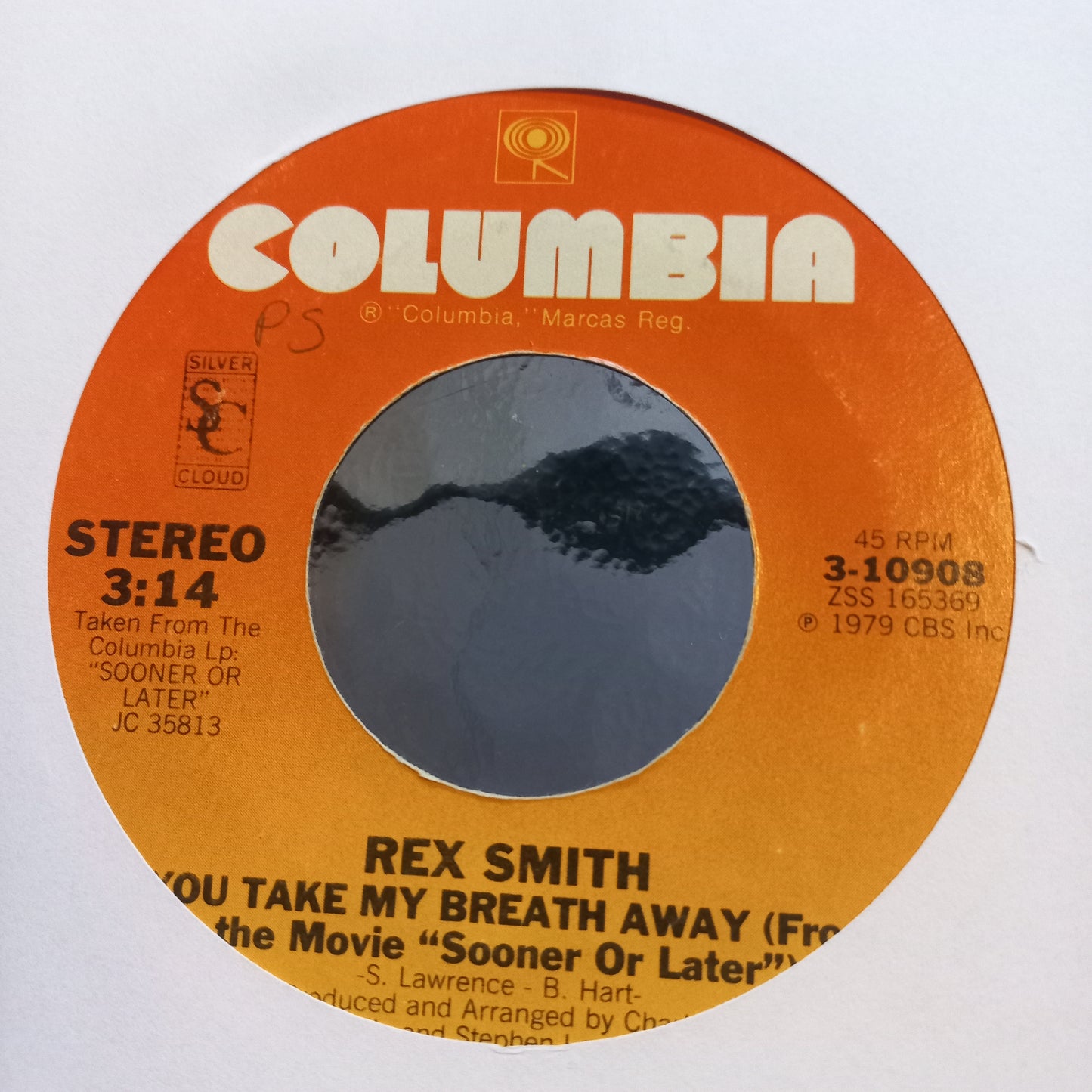 Rex Smith You Take My Breath Away Simple 7" 2da. Mano Usado Muy Bien + VG+
