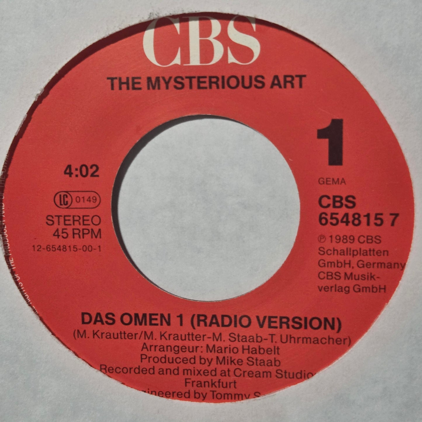 The Mysterious Art Das Omen Radio Version Simple 7" 2da. Mano VG+