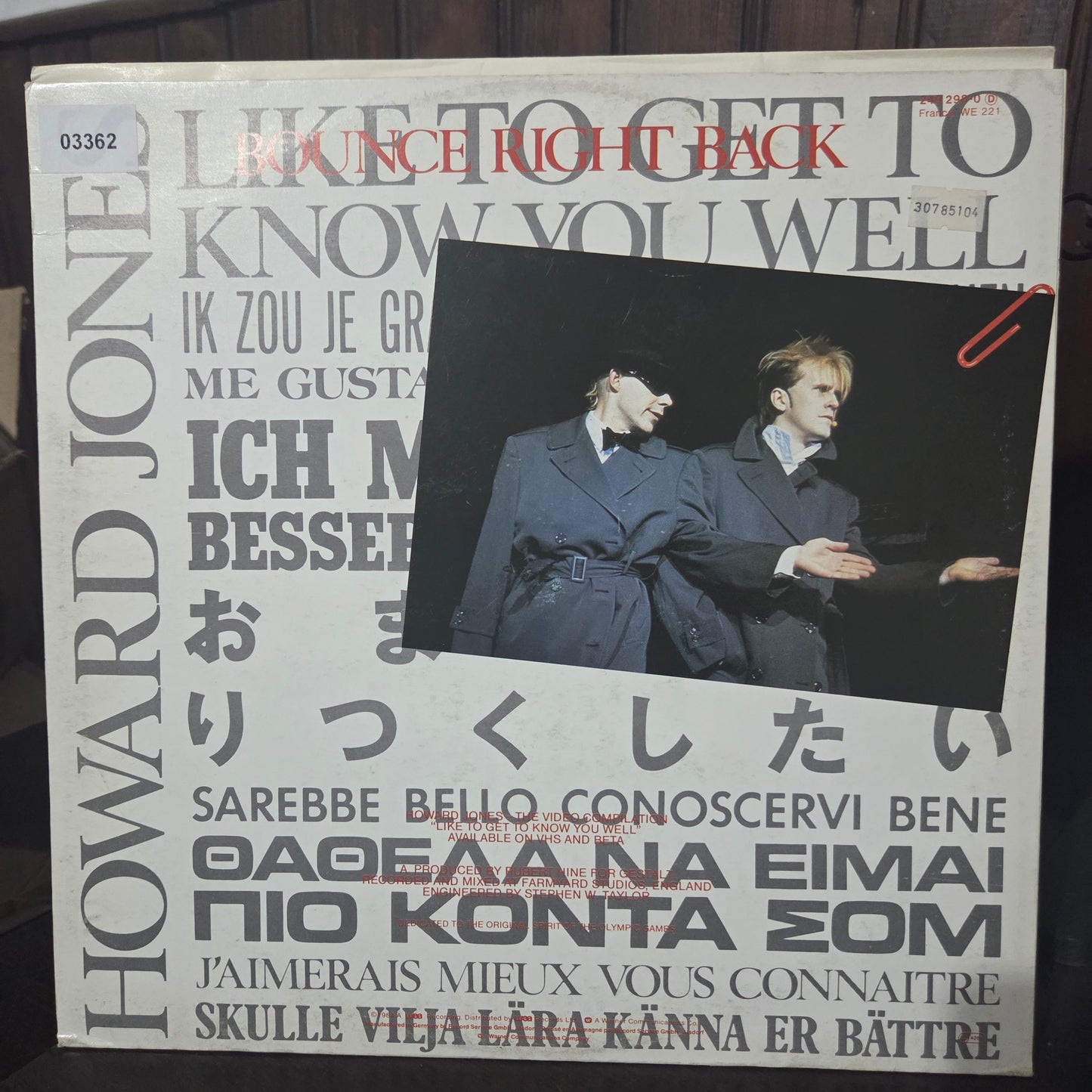 Howard Jones Like to get to Know You Well Maxi De Epoca VG+