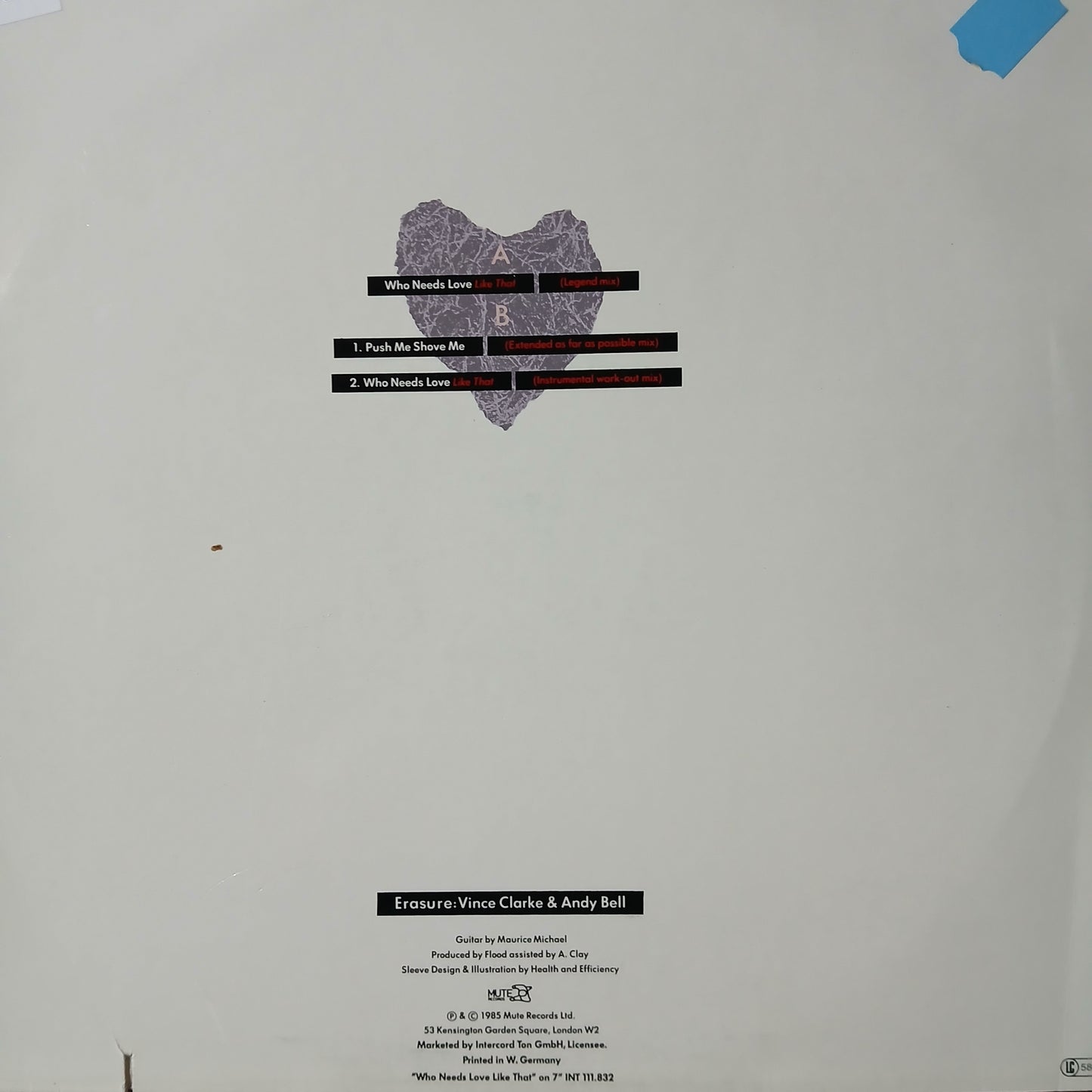 Erasure Who Need Love Like That Maxi De Epoca VG+