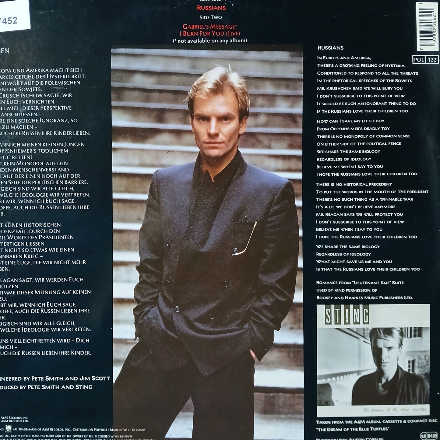 Sting Russians Maxi De Epoca VG+