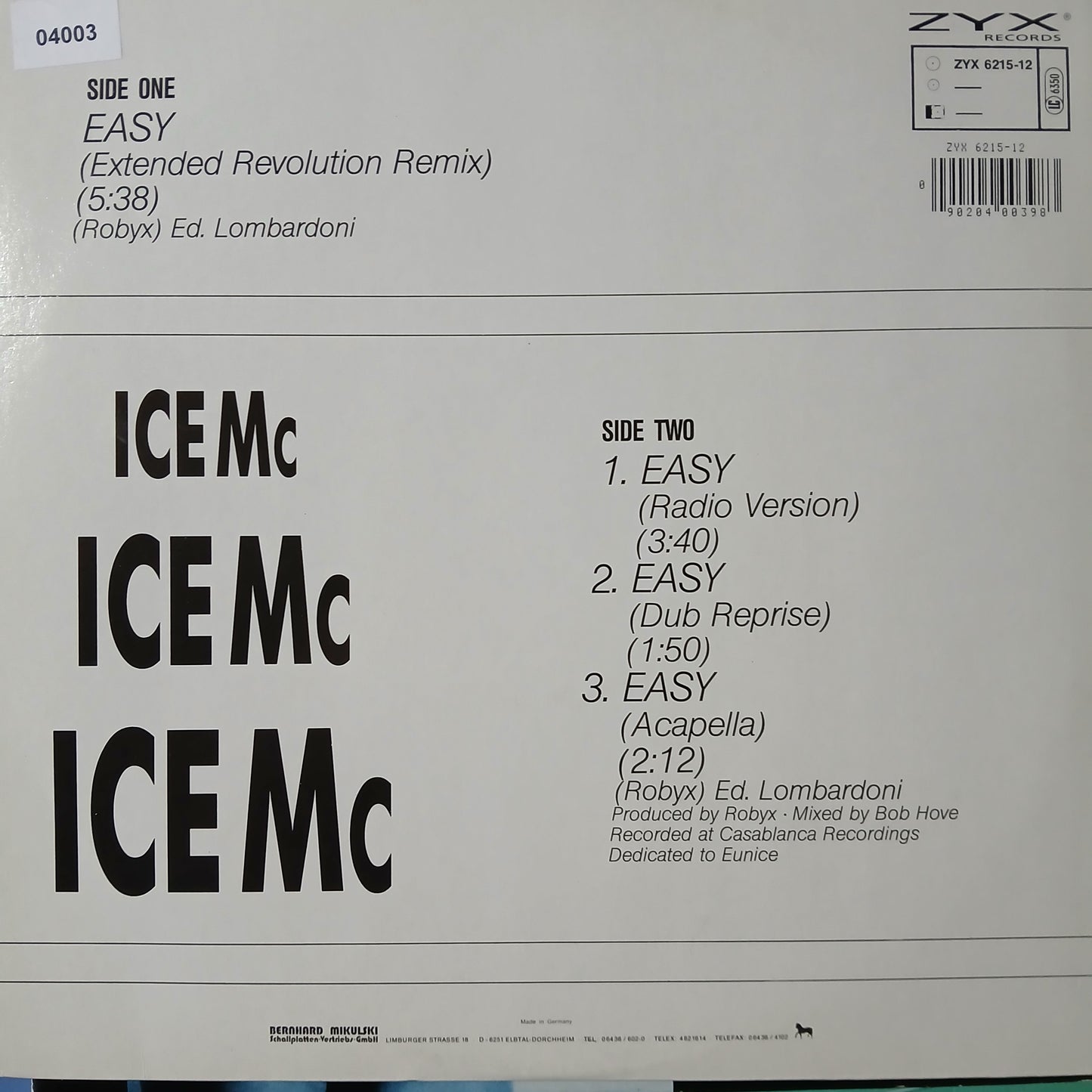 Ice Mc Easy Maxi De Epoca VG+