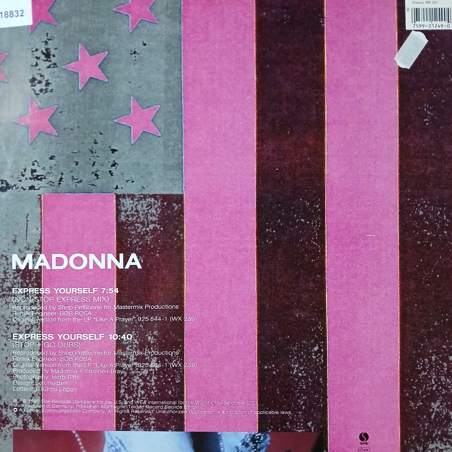 Madonna Express Yourself Maxi De Epoca VG+