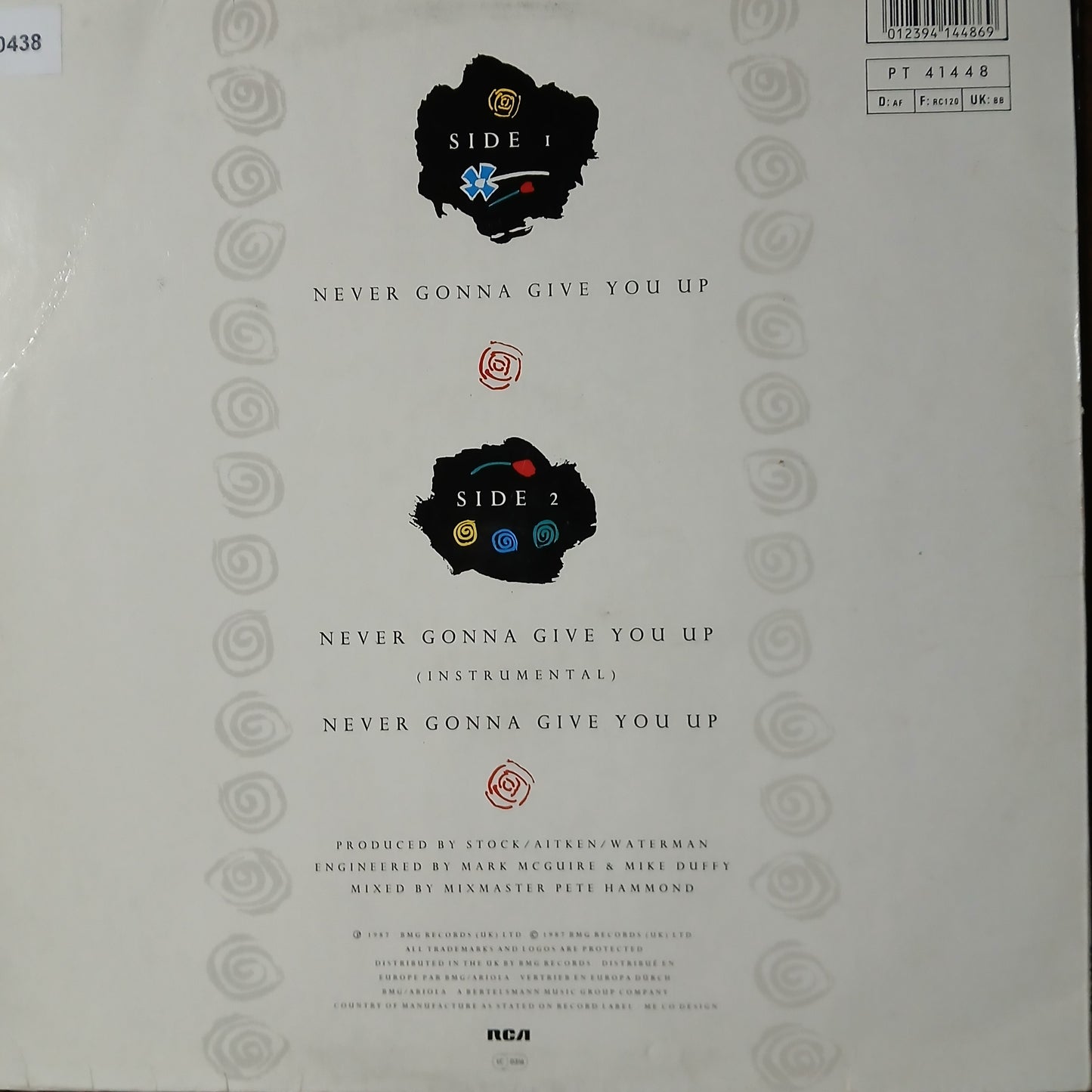 Rick Astley Never Gonna Give You Up Maxi De Epoca VG+