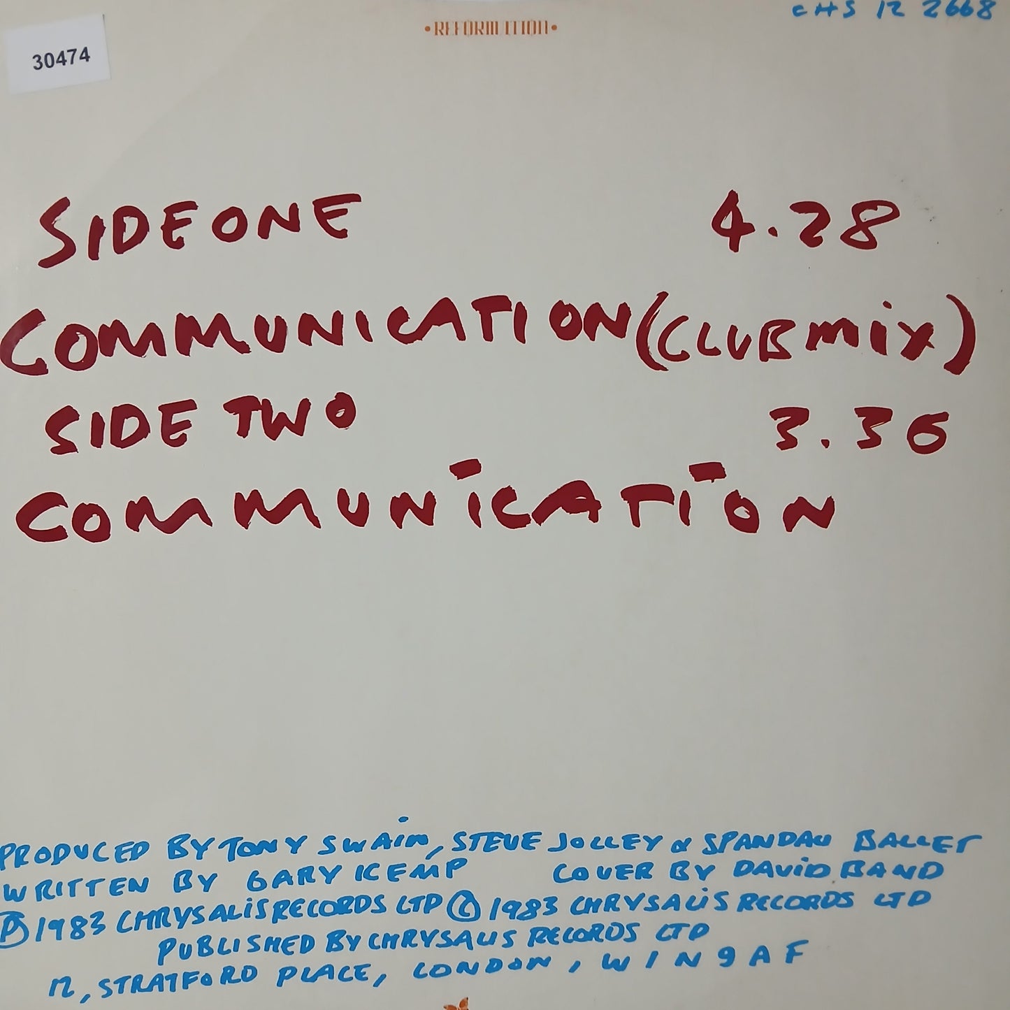 Spandau Ballet Communication Maxi De Epoca VG+