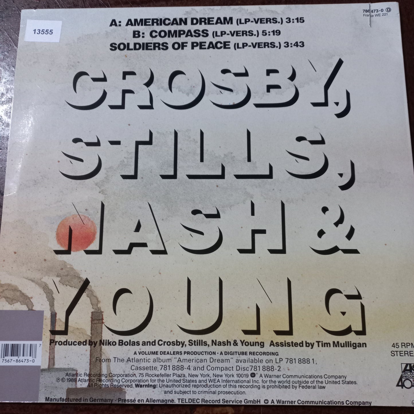 Crosby Stills Nash and Young American Dream Maxi De Epoca VG+