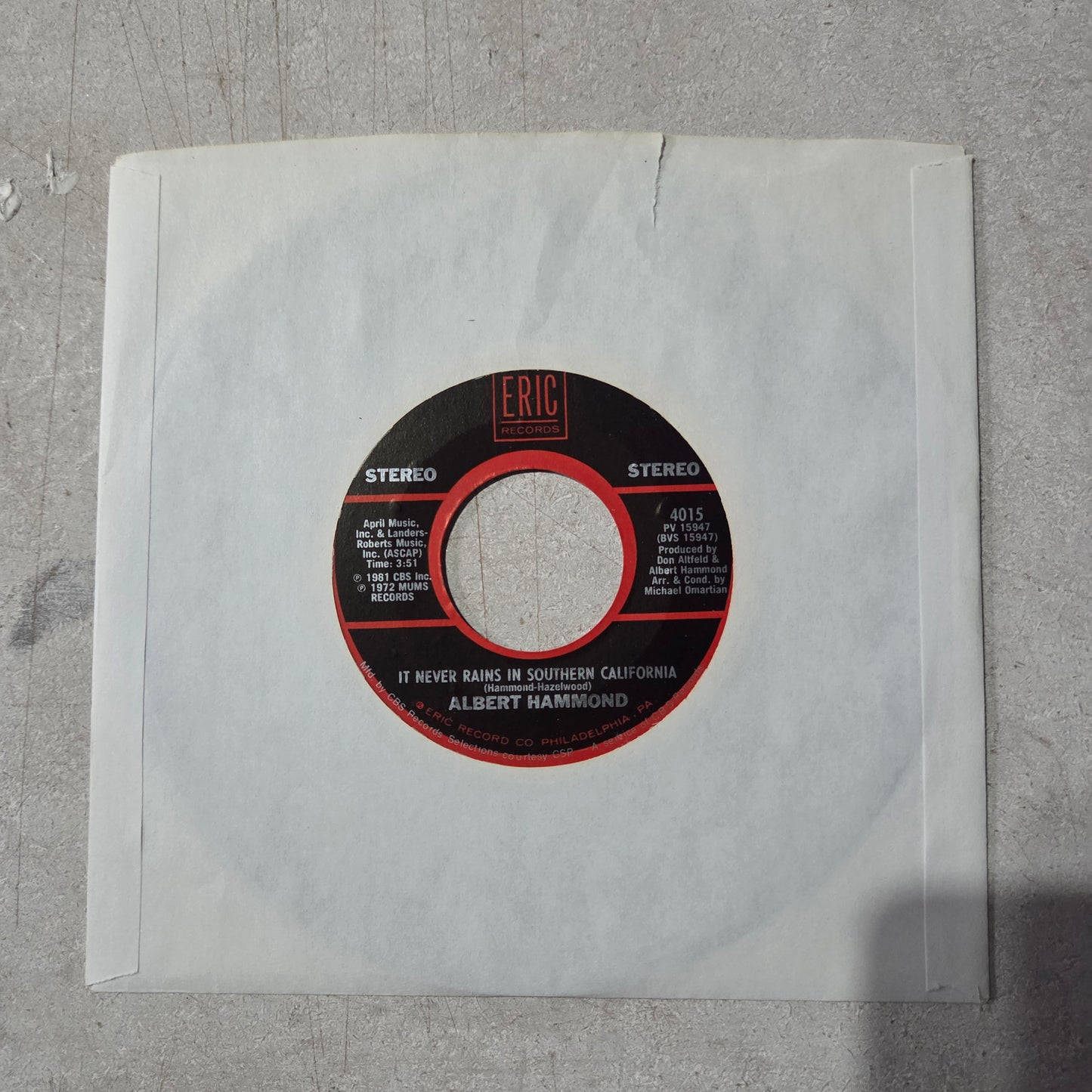 The Archies Sugar Sugar / Albert Hammond It never Rains Simple 7" 2da. Mano VG+