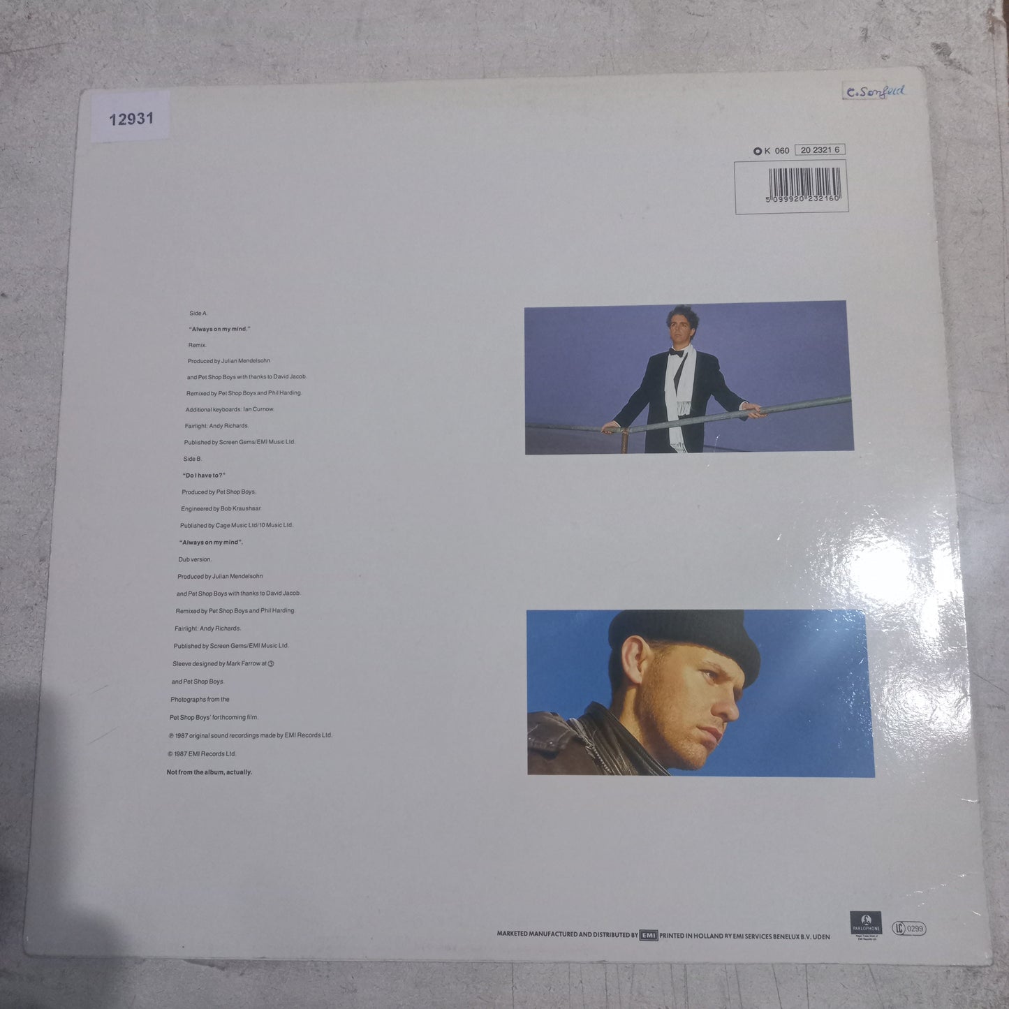 Pet Shop Boys Always on my Mind Maxi de Epoca VG+