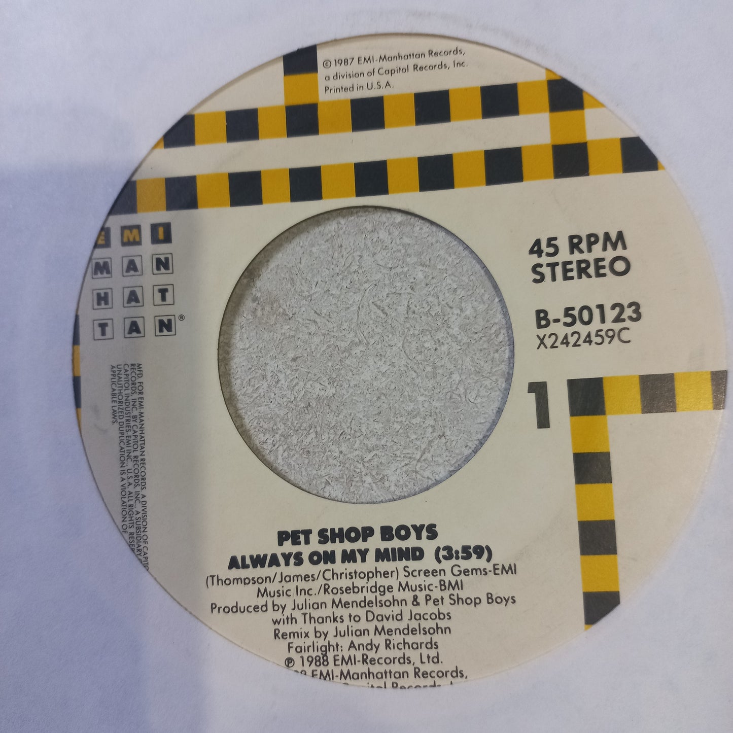Pet Shop Boys Allways On My Mind Simple 7" Vg+ De Epoca