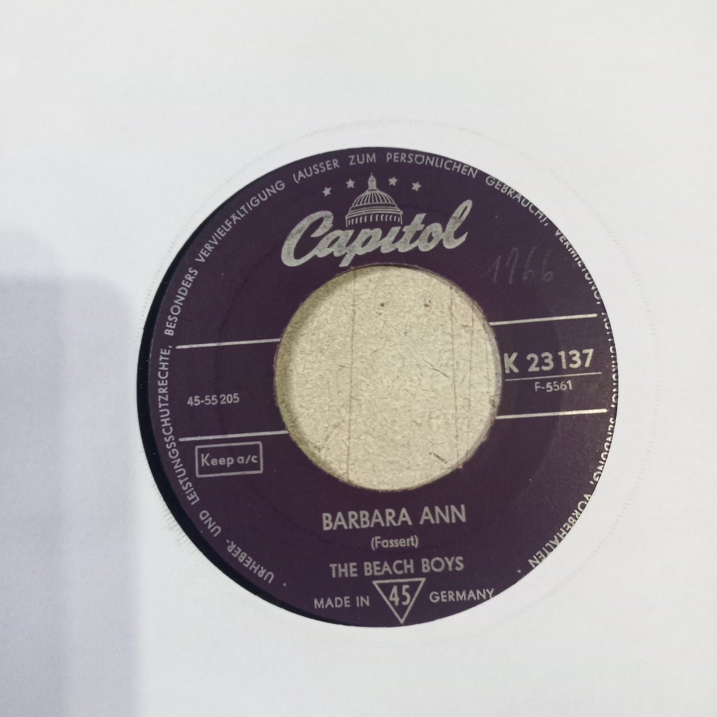 The Beach Boys Barbara Ann Simple 7" Vg+ De Epoca