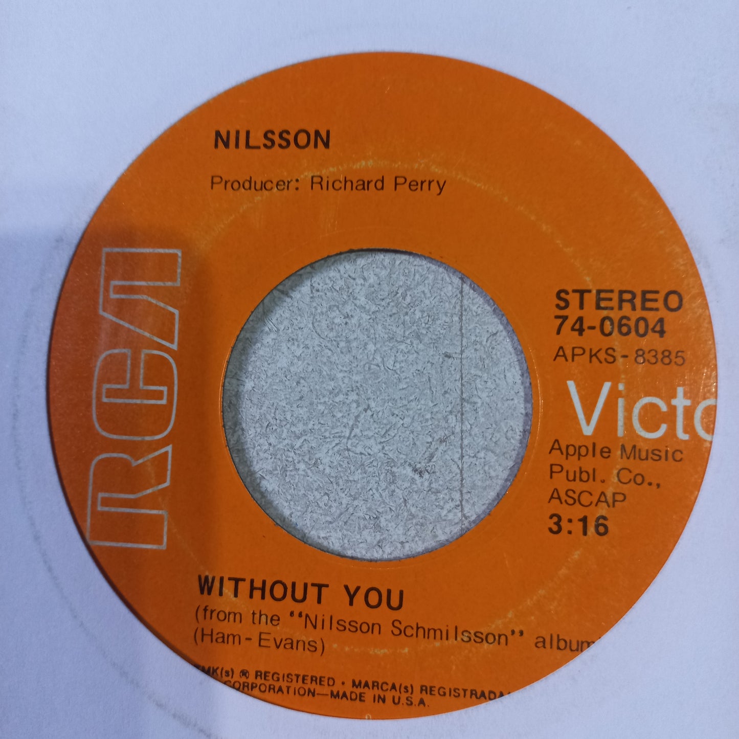 Nilsson Without You Simple 7" Vg+ De Epoca