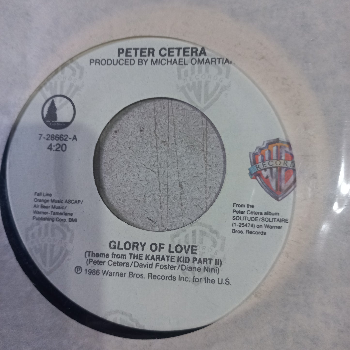 Peter Cetera Glory Of Love Simple 7" Vg+ De Epoca