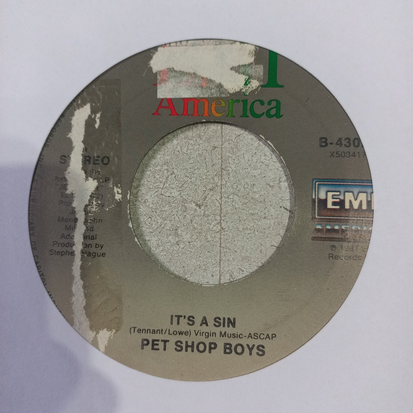 Pet Shop Boys Its A Sin Simple 7" Vg+ De Epoca