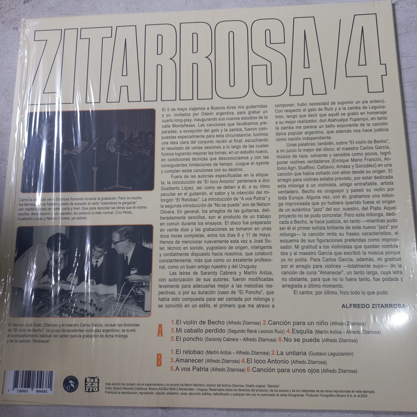 Alfredo Zitarrosa 4 Lp Mint