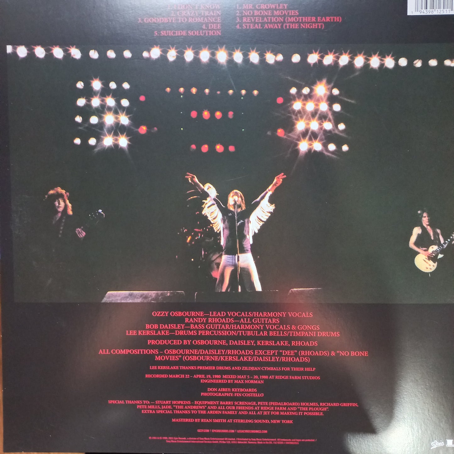 Ozzy Osbourne Blizzard of Ozz Lp Mint