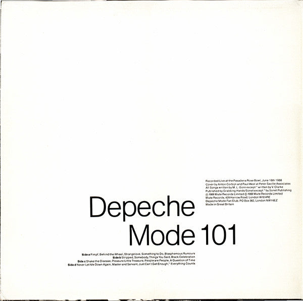 Depeche Mode 101 LIVE LP Nuevo