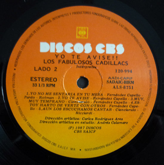 Los Fabulosos Cadillacs Yo te Avise LP Nuevo