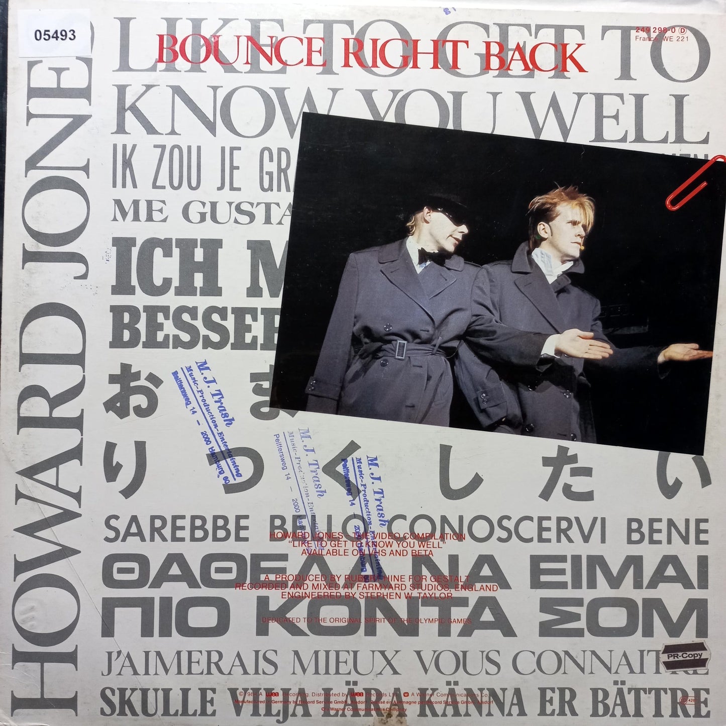 Howard Jones Like to get to know you well Maxi 2da. Mano Usado en Muy Buen y/o Excelente Estado