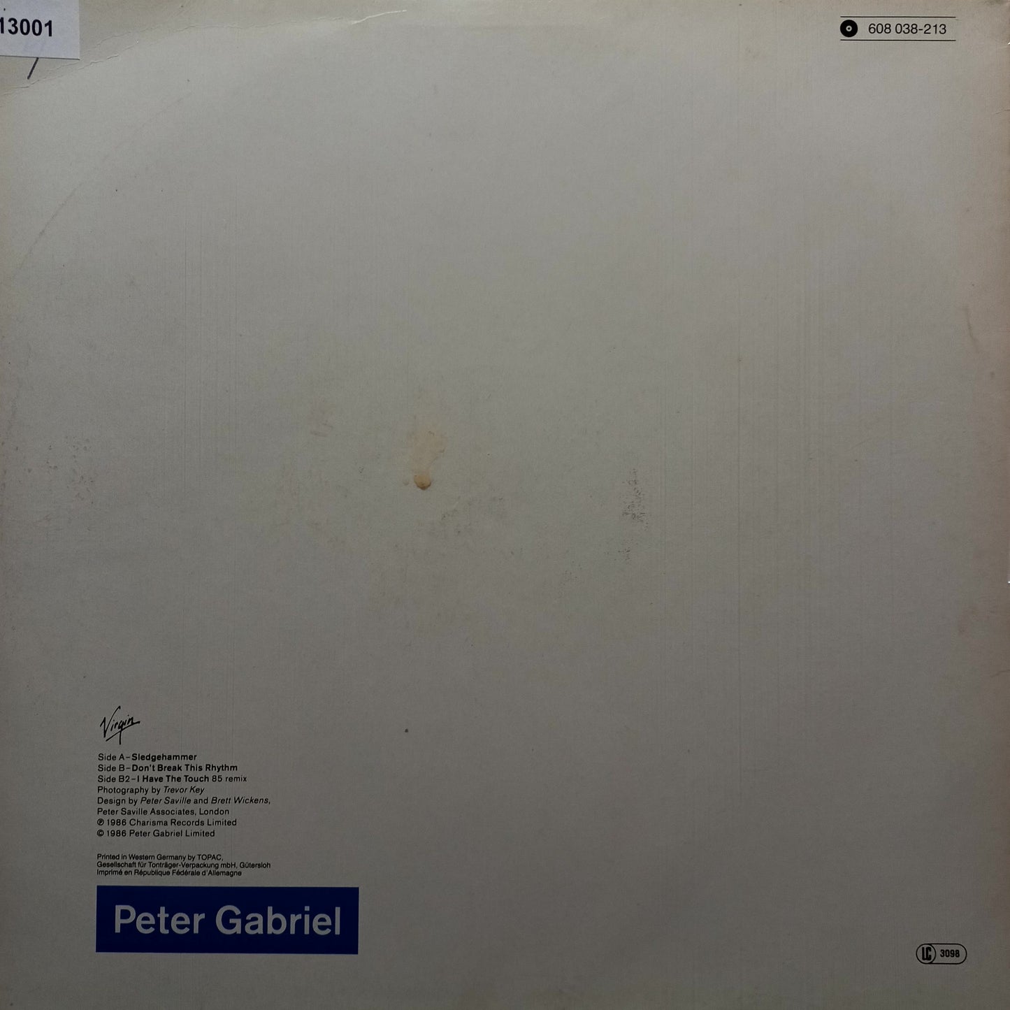 Peter Gabriel Sledgehammer Maxi 2da. Mano Usado en Excelente Estado