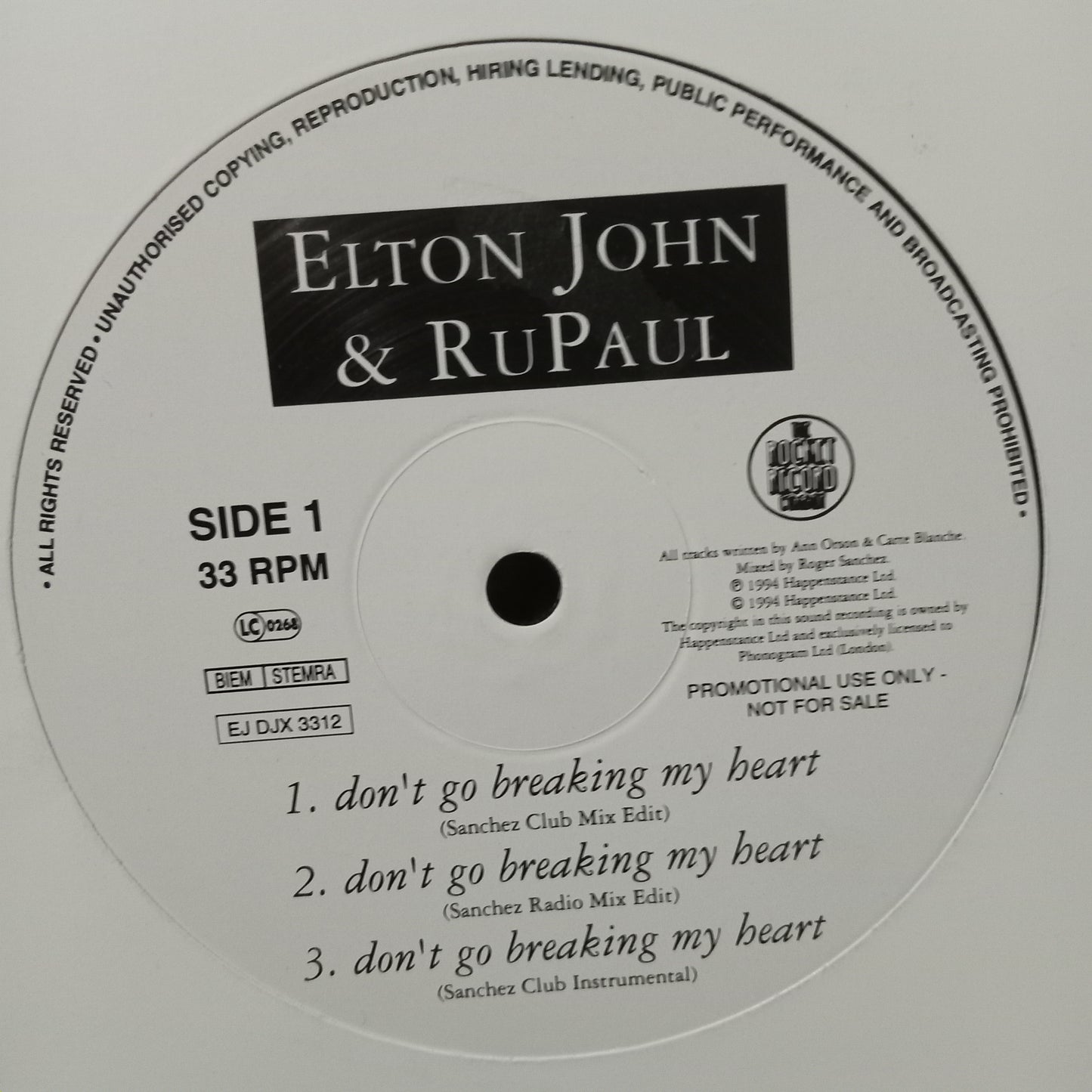 Elton John VS Rupaul Dont go Breaking my Heart Maxi 2da. Mano Usado en Excelente Estado