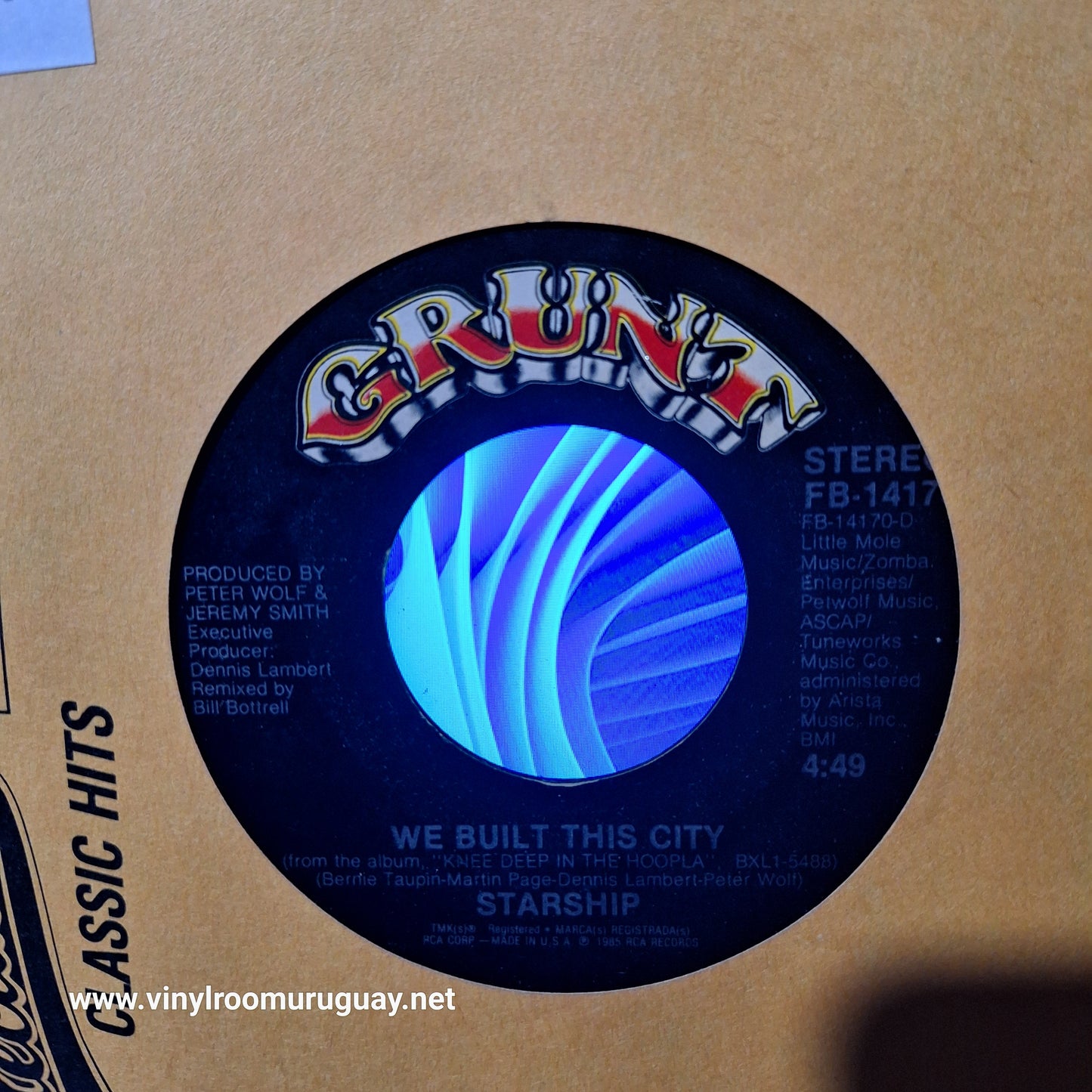 Starship We Built this City Simple 7" 2da. Mano Usado Muy Bien + VG+