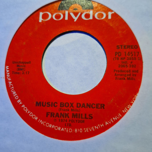 Frank Mills Music Box Dancer Simple 7" de Epoca VG+