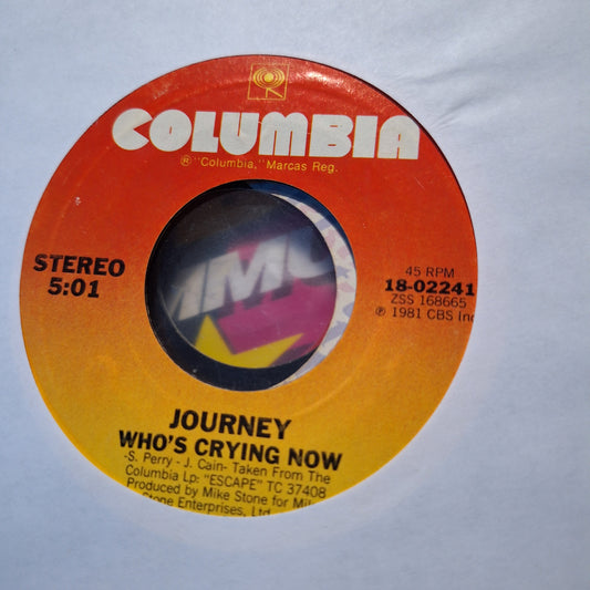 Journey Whos Crying Now Simple 7" de Epoca VG+