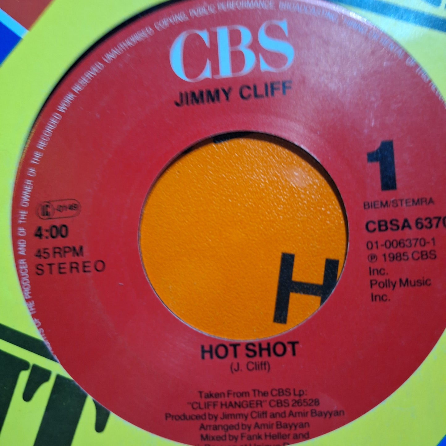 Jimmy Cliff Hot Shot Simple 7" De Epoca VG+