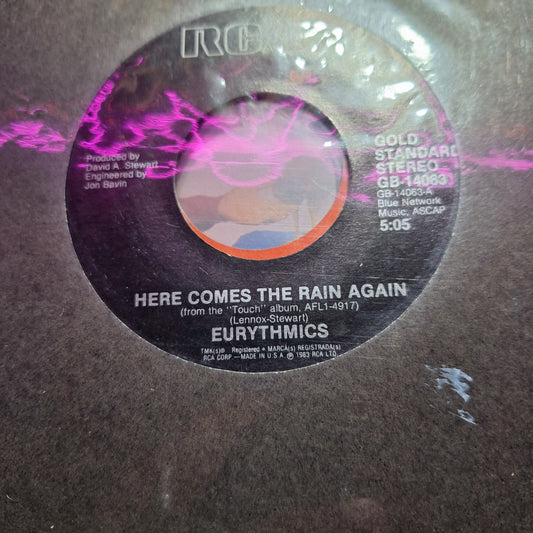 Eurithmics Here comes the Rain Simple 7" de Epoca VG+