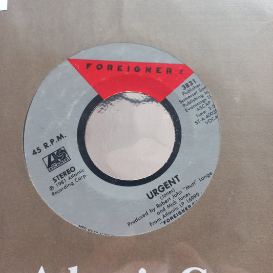 Foreigner Urgent Simple 7" 2da. Mano Usado Muy Bien + VG+