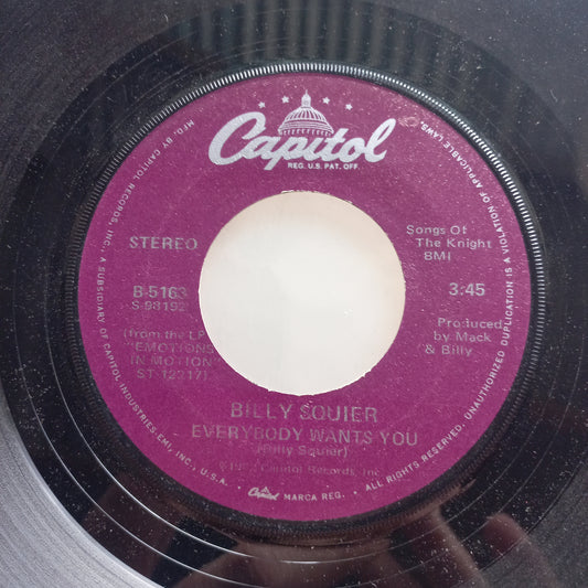 Billy Squier Everybody Wants You Simple 7" 2da. Mano Usado Muy Bien + VG+