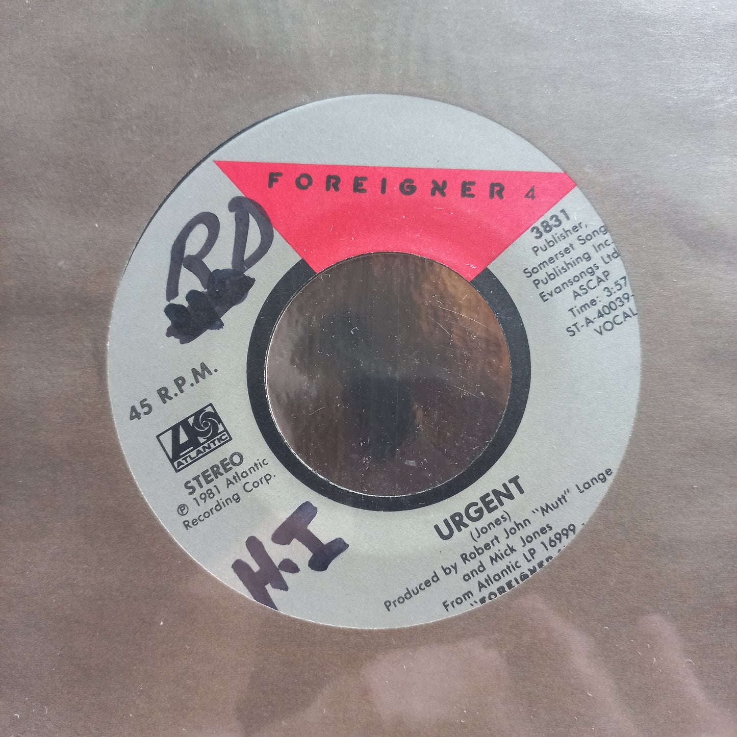 Foreigner Urgent Simple 7" 2da. Mano Usado Muy Bien + VG+