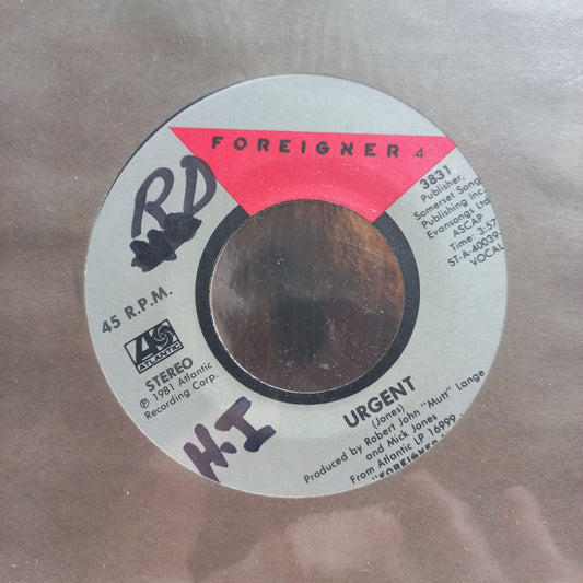 Foreigner Urgent Simple 7" 2da. Mano Usado Muy Bien + VG+