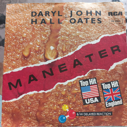 Daryl Hall and John Oates Maneater Simple 7" 2da. Mano Usado Muy Bien + VG+