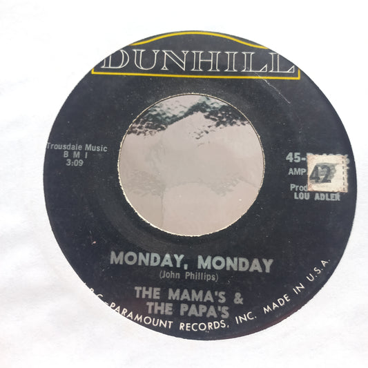 The Mamas and the Papas Monday Monday Simple 7" 2da. Mano Usado Muy Bien + VG+
