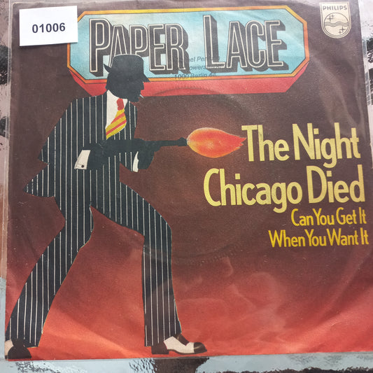 Paper Lace The Night Chicago Died Simple 7" 2da. Mano Usado Muy Bien + VG+