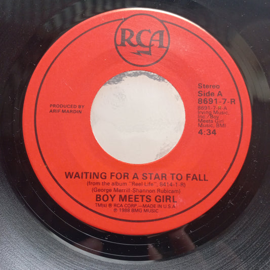Boy meets Girl Waiting for a Star to Fall Simple 7" 2da. Mano Usado Muy Bien + VG+