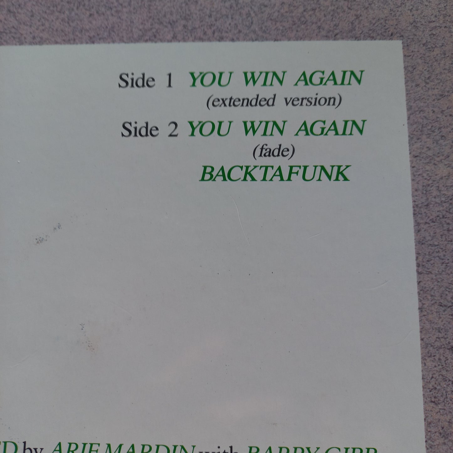 Bee Gees You Win Again Remixes Maxi De Epoca VG+