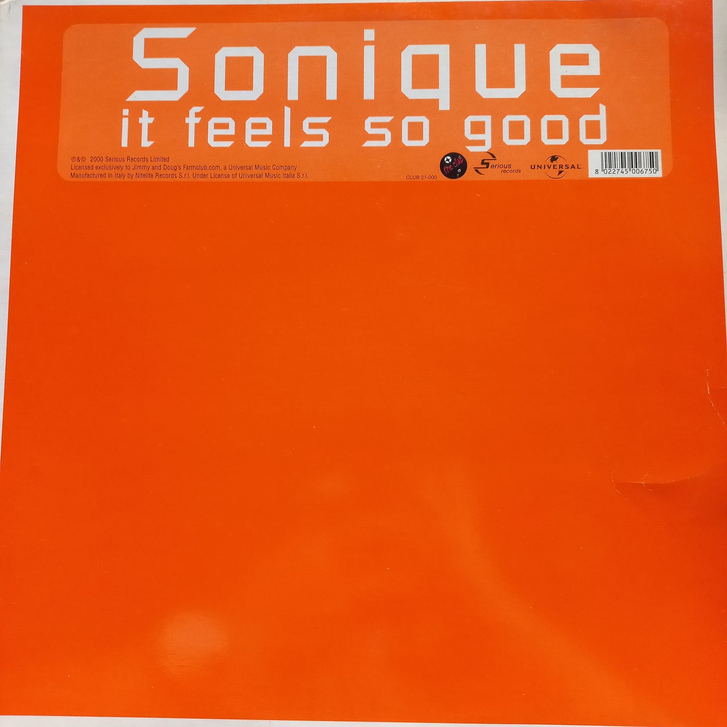 Sonique It Feels So Good Wine Maxi De Epoca VG+