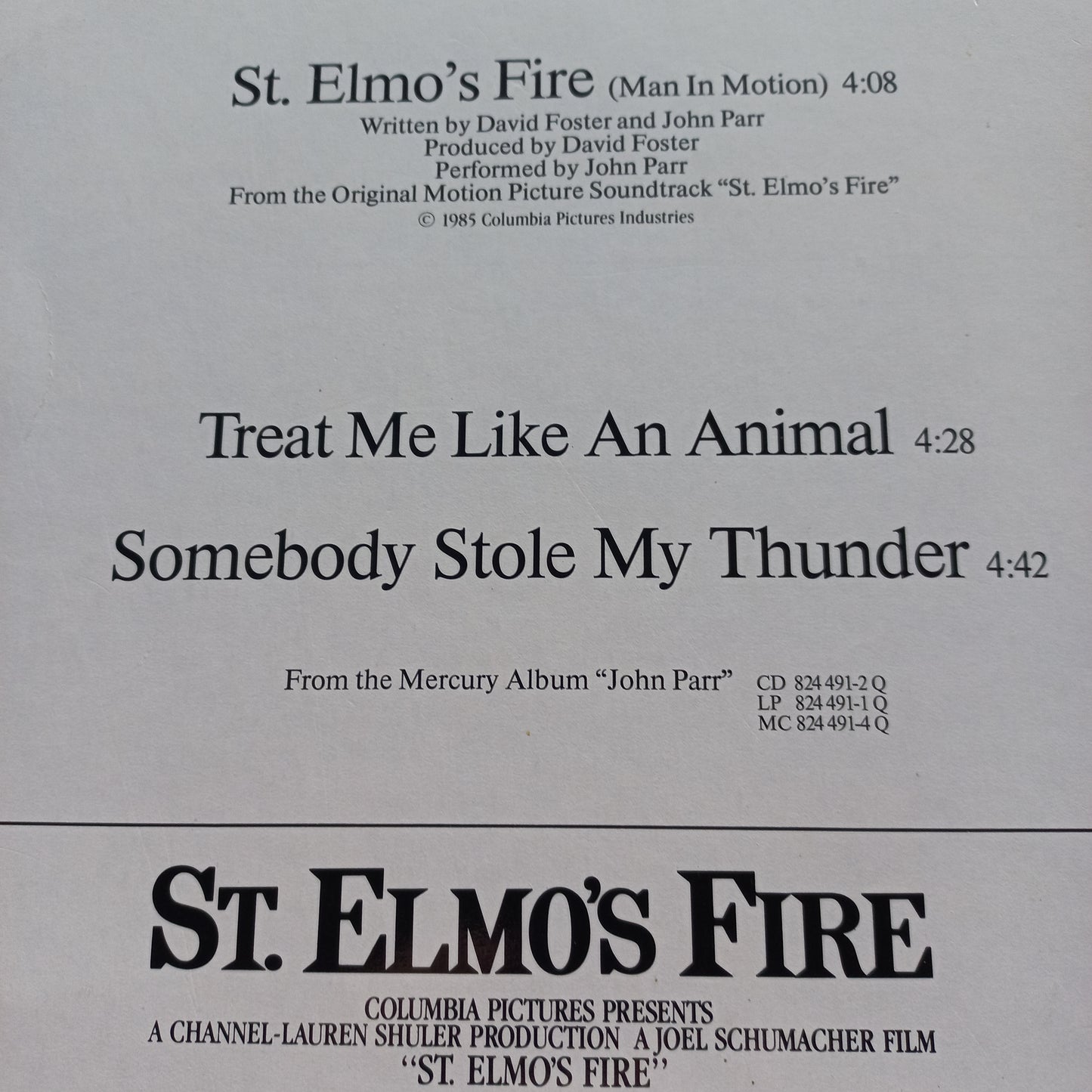 John Parr St Elmos Fire Maxi De Epoca VG+