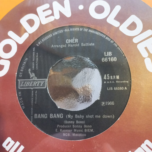 Cher Bang Bang My Baby Shoot Me Down Simple 7" 2da. Mano Usado Muy Bien + VG+