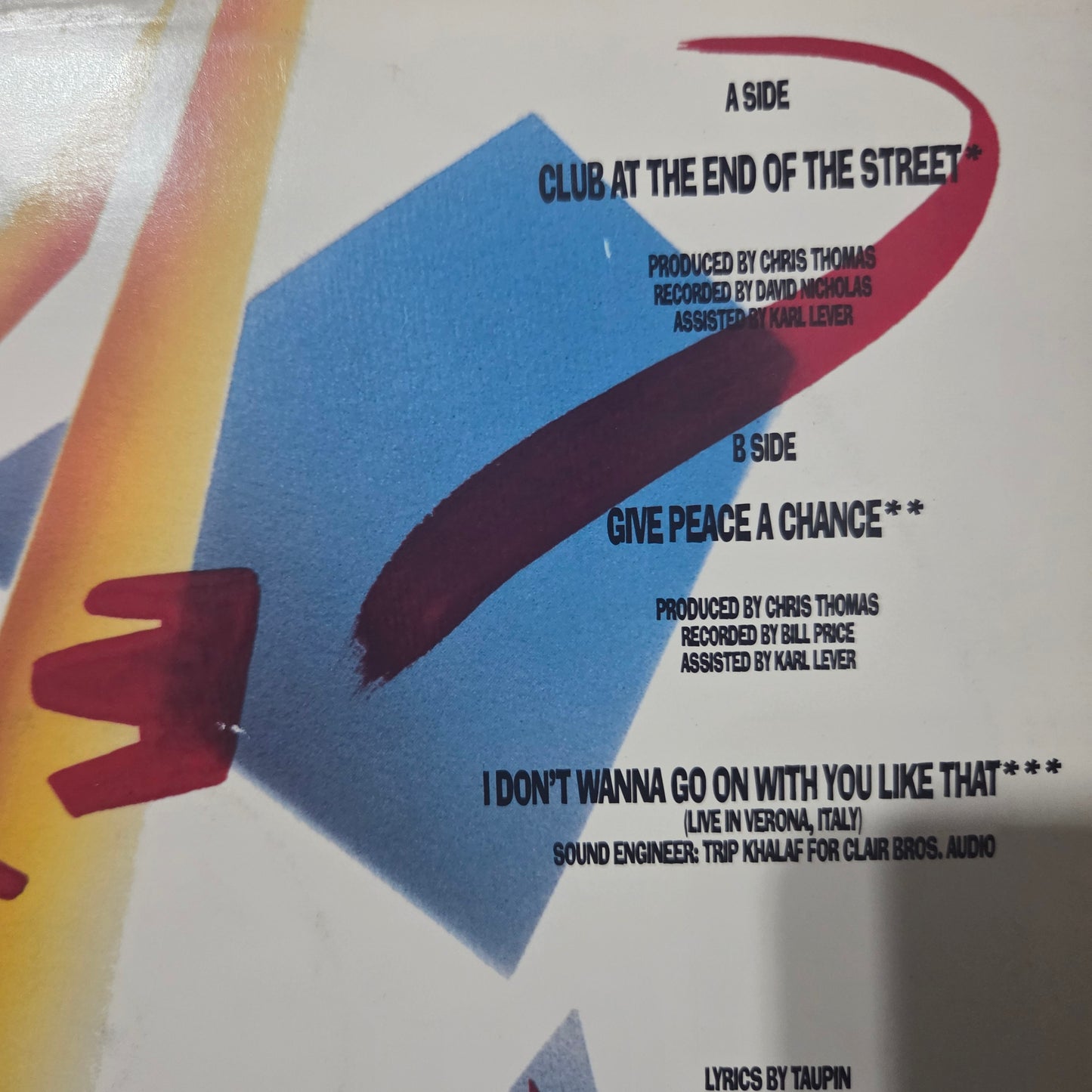 Elton John Club at the end of the Street Maxi De Epoca VG+