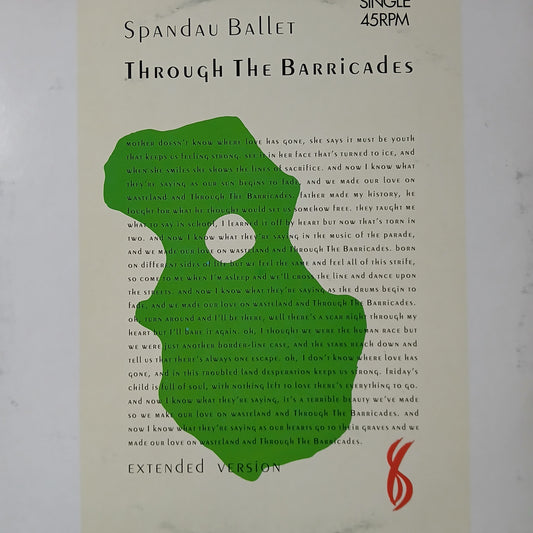 Spandau Ballet Through the Barricades Maxi De Epoca VG+