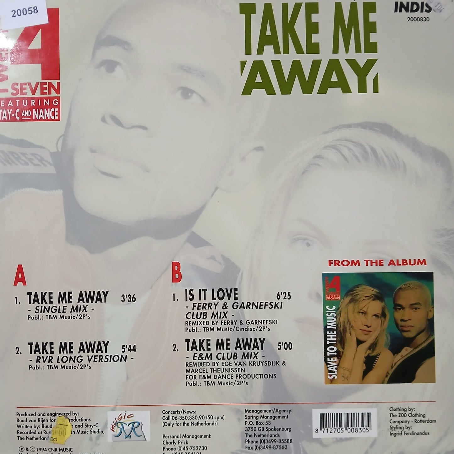 Twenty 4 Seven Take me Away Maxi De Epoca VG+