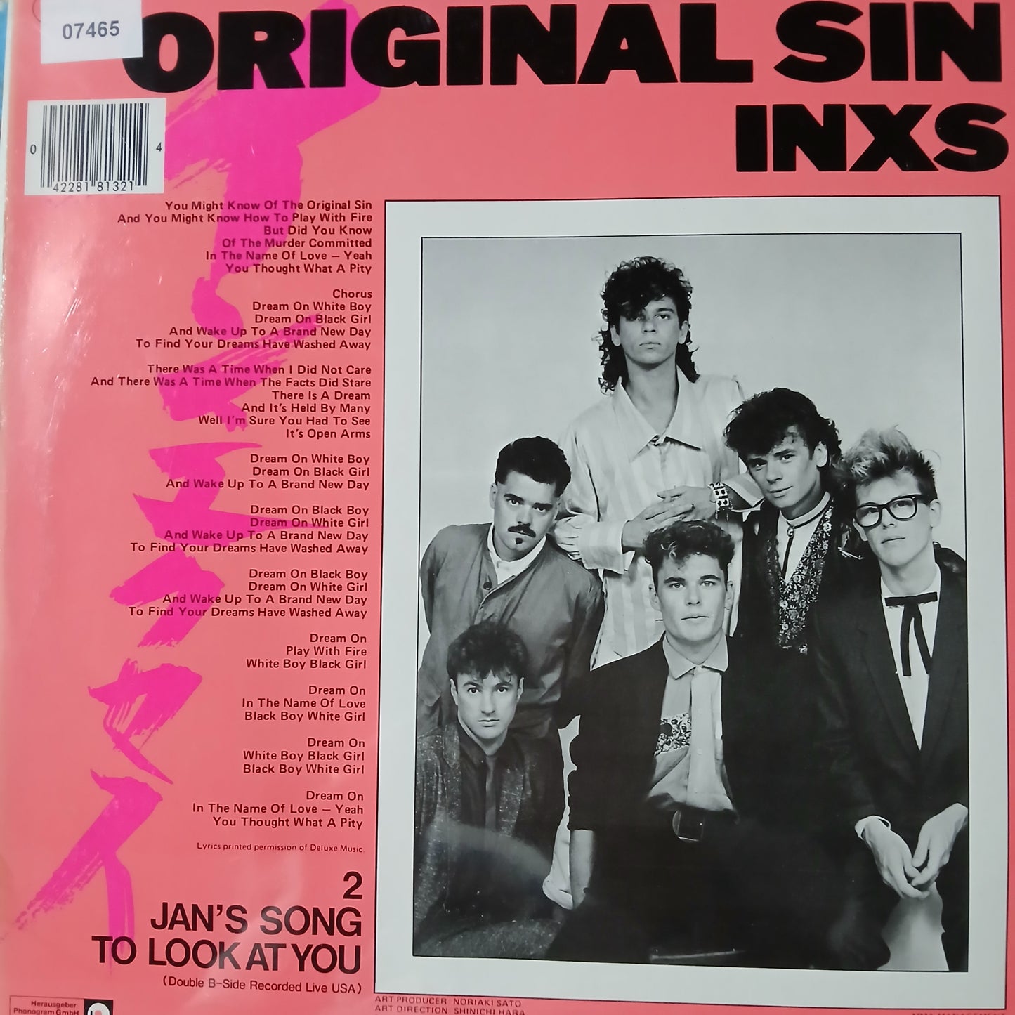 Inxs Original Sin Maxi De Epoca VG+
