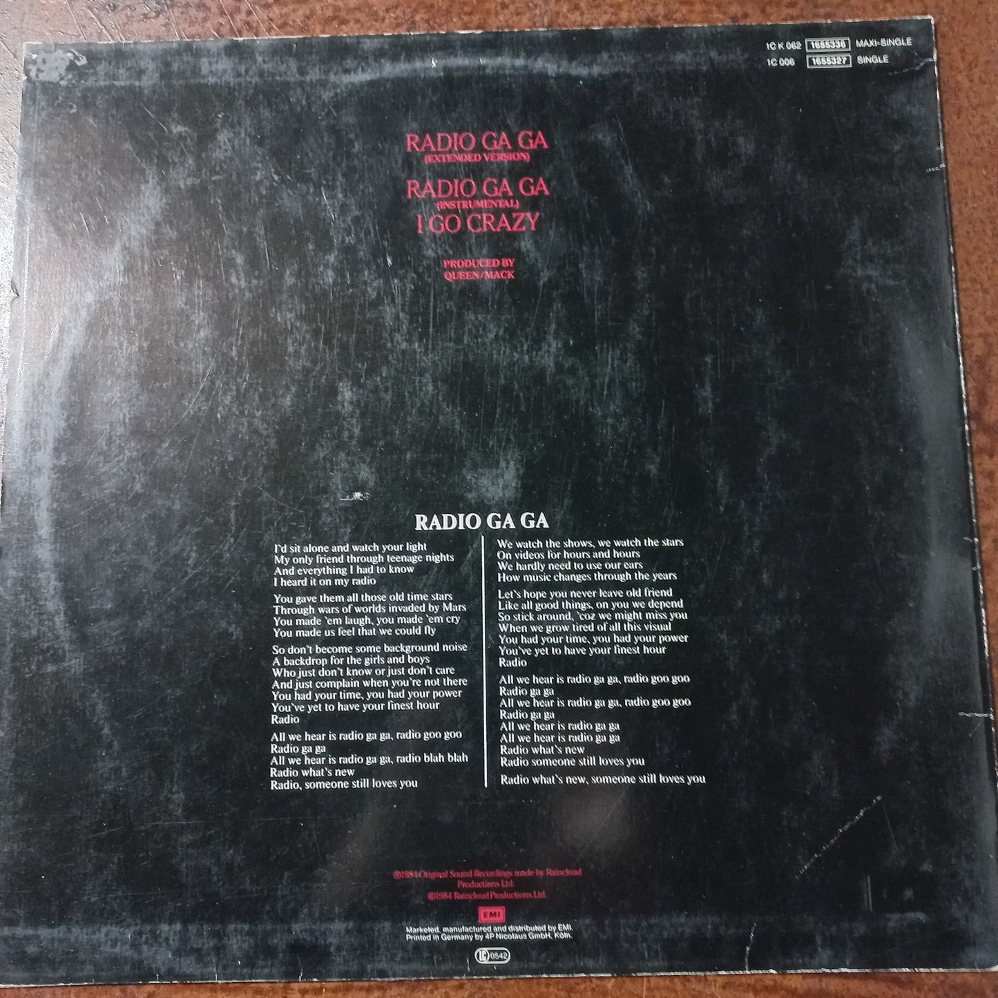 Queen Radio Gaga Maxi De Epoca VG+