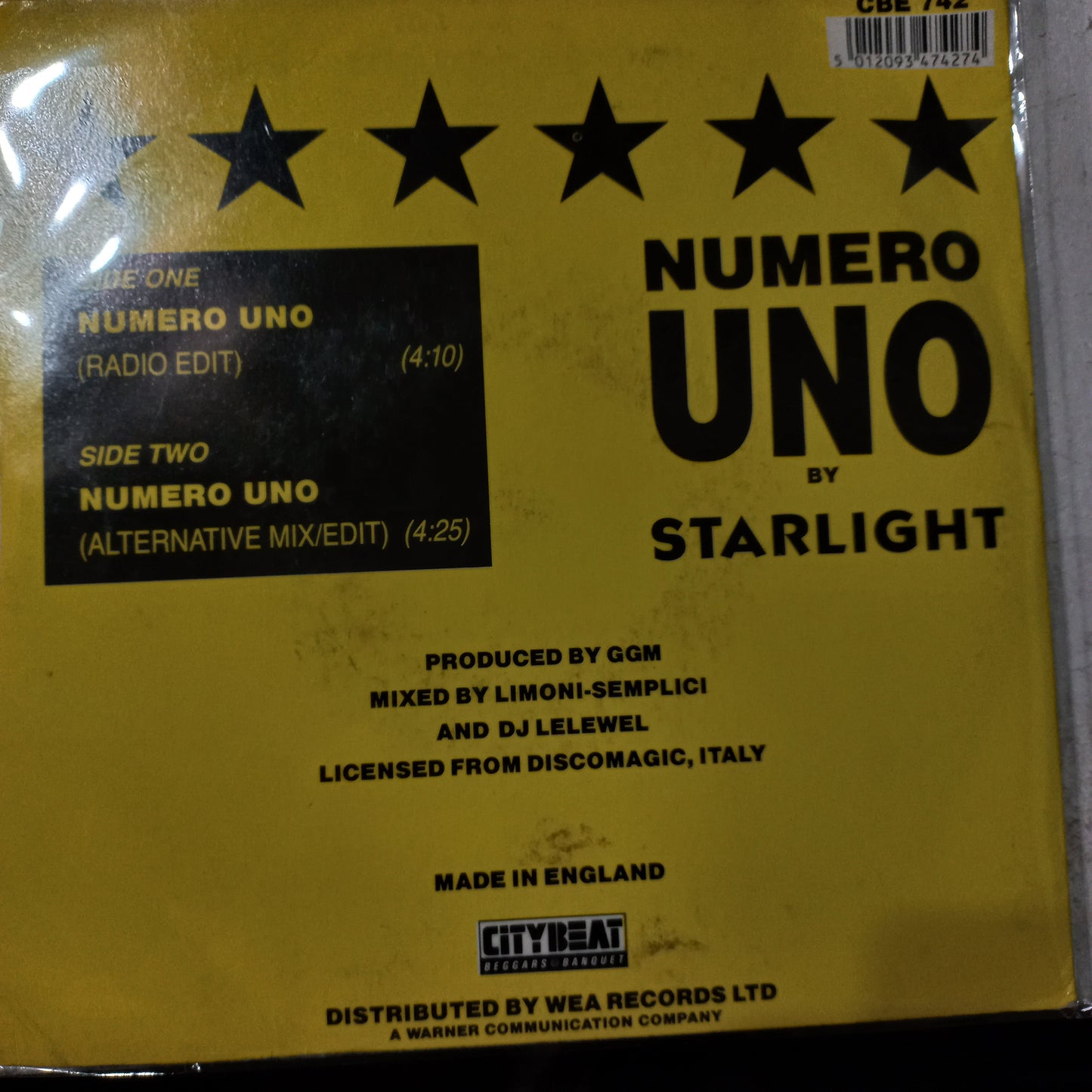 Starlight Numero Uno Simple 7" 2da. Mano VG+