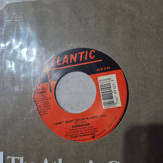 Foreigner I Dont Want to live Without your love Simple 7" 2da. Mano VG+